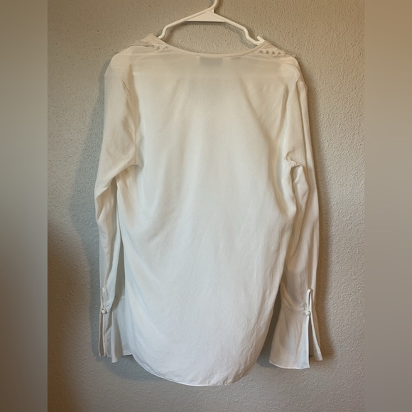 Yigal Azrouel 100% Silk Ruffle Lace White Blouse Size 6 - Picture 5 of 12